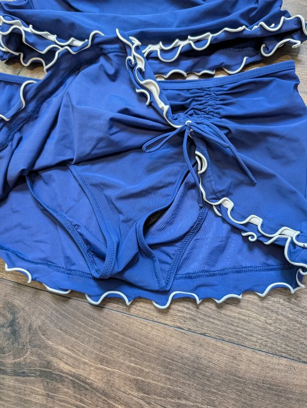 Profile By Gottex Navy Blue Ruffle Tankini with Skirt Size 10